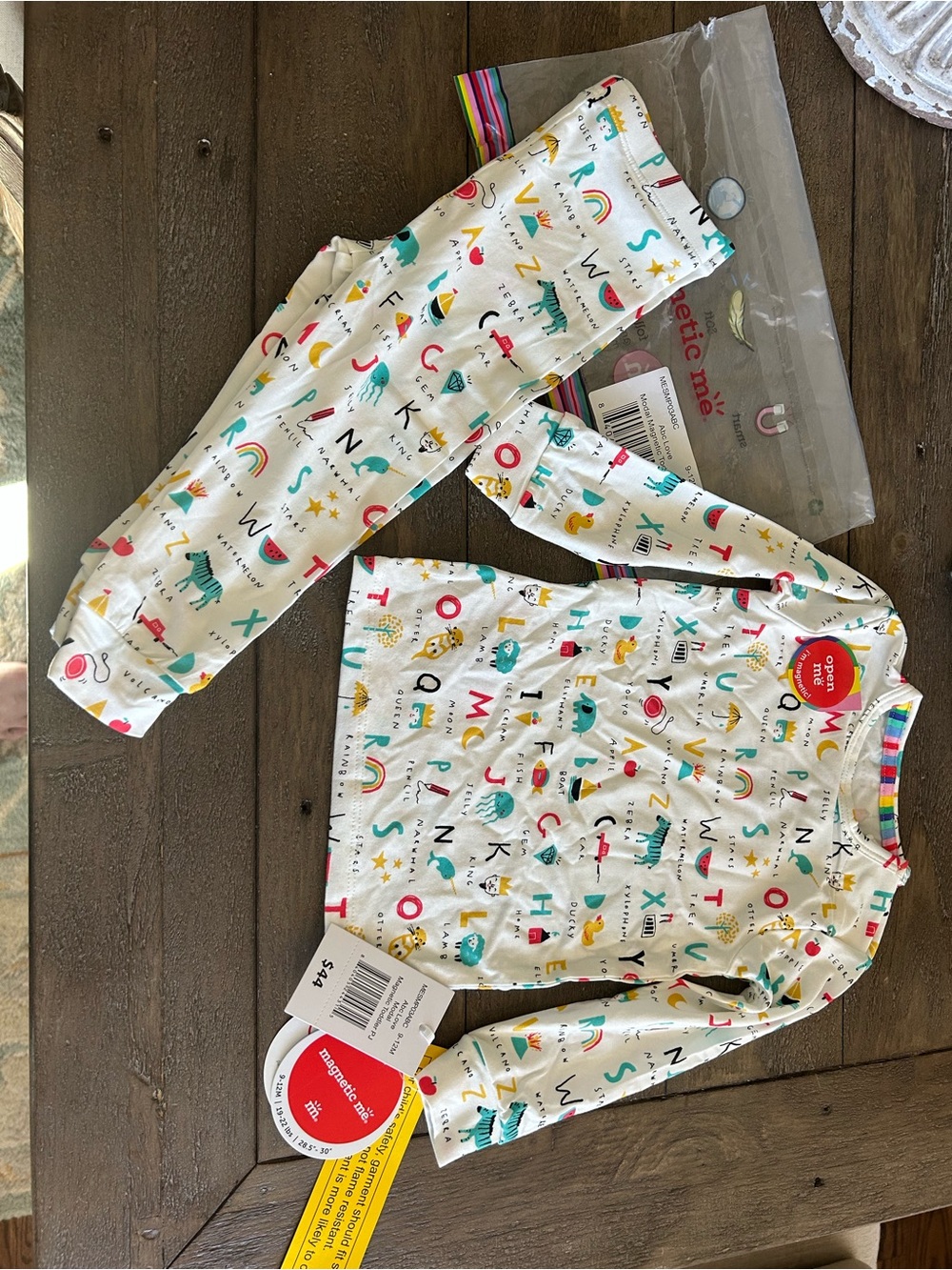 Magnetic Me White Kids Long Sleeve Swim Set with Alphabet & Rainbow Motifs